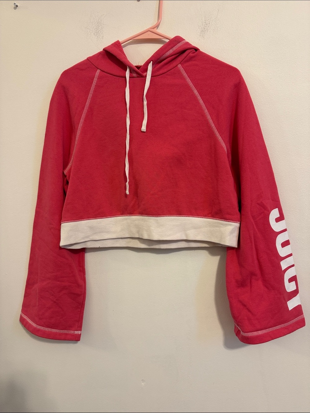 Juicy Couture Red Cropped Hoodie with White Trim